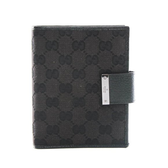 Gucci Handbags - Gucci Web Black GG Logos Pattern Agenda Notebook